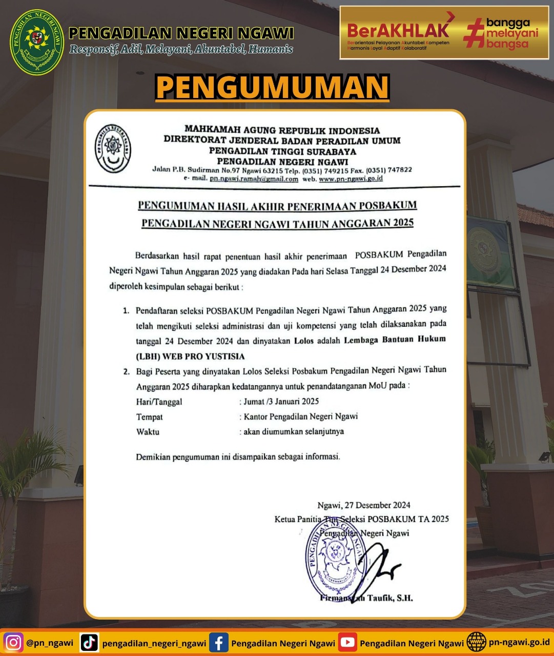 hasil seleksi posbakum ta2025